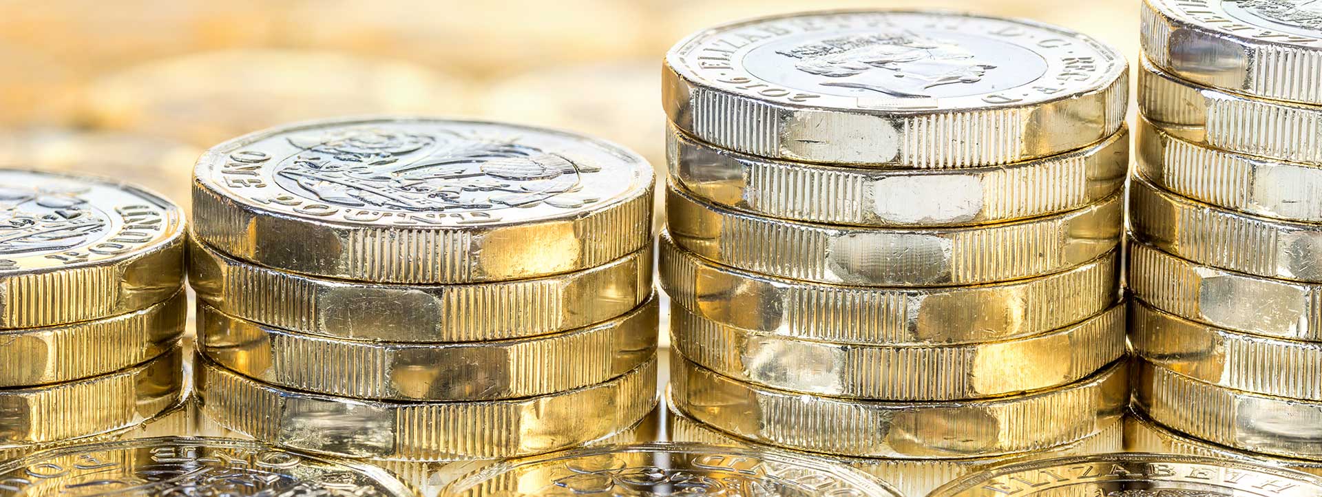 Picture of piles of pound coins